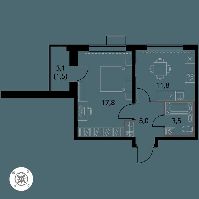 1-BD Apartment Sale, 39.6平方米 at Pervy Sheremetevskij, Komsomolskaya Street, 16, Khimki, Moscow Region, Russia #1 1-BD Apartment Sale, 39.6平方米 at Pervy Sheremetevskij, Komsomolskaya Street, 16, Khimki, Moscow Region, Russia #1