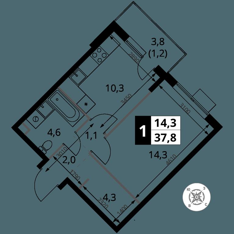 1-BD Apartment Sale, 37.8 sq. m. at Pervy Sheremetevskij, Komsomolskaya Street, 16, Khimki, Moscow Region, Russia #1 1-BD Apartment Sale, 37.8 sq. m. at Pervy Sheremetevskij, Komsomolskaya Street, 16, Khimki, Moscow Region, Russia #1