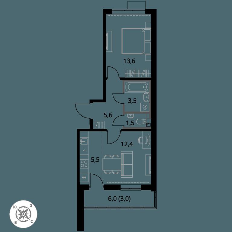 2-BD Apartment Sale, 45.1 sq. m. at Pervy Sheremetevskij, Komsomolskaya Street, 16, Khimki, Moscow Region, Russia #1 2-BD Apartment Sale, 45.1 sq. m. at Pervy Sheremetevskij, Komsomolskaya Street, 16, Khimki, Moscow Region, Russia #1