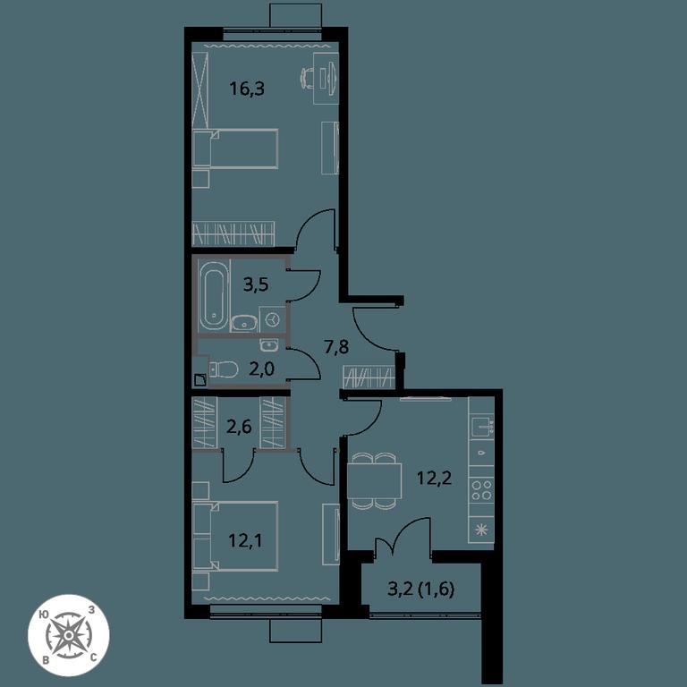 2-BD Apartment Sale, 58.1平方米 at Pervy Sheremetevskij, Komsomolskaya Street, 16, Khimki, Moscow Region, Russia #1 2-BD Apartment Sale, 58.1平方米 at Pervy Sheremetevskij, Komsomolskaya Street, 16, Khimki, Moscow Region, Russia #1