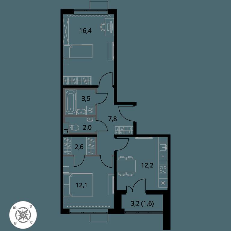 2-BD Apartment Sale, 58.2 sq. m. at Pervy Sheremetevskij, Komsomolskaya Street, 16, Khimki, Moscow Region, Russia #1 2-BD Apartment Sale, 58.2 sq. m. at Pervy Sheremetevskij, Komsomolskaya Street, 16, Khimki, Moscow Region, Russia #1