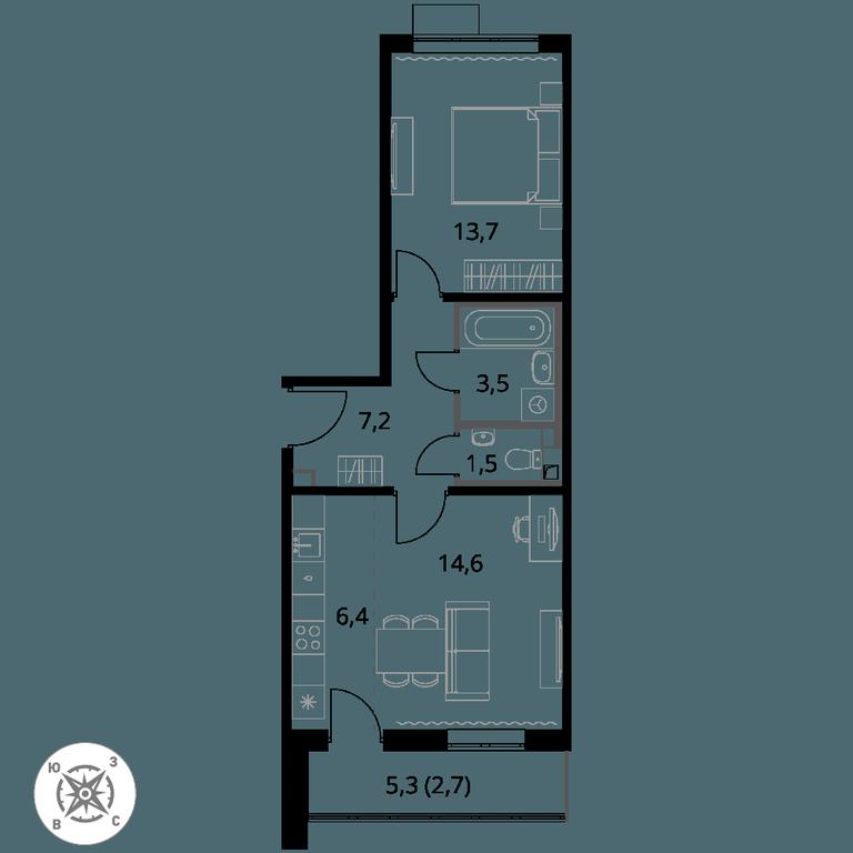 2-BD Apartment Sale, 49.6 sq. m. at Pervy Sheremetevskij, Komsomolskaya Street, 16, Khimki, Moscow Region, Russia #1 2-BD Apartment Sale, 49.6 sq. m. at Pervy Sheremetevskij, Komsomolskaya Street, 16, Khimki, Moscow Region, Russia #1