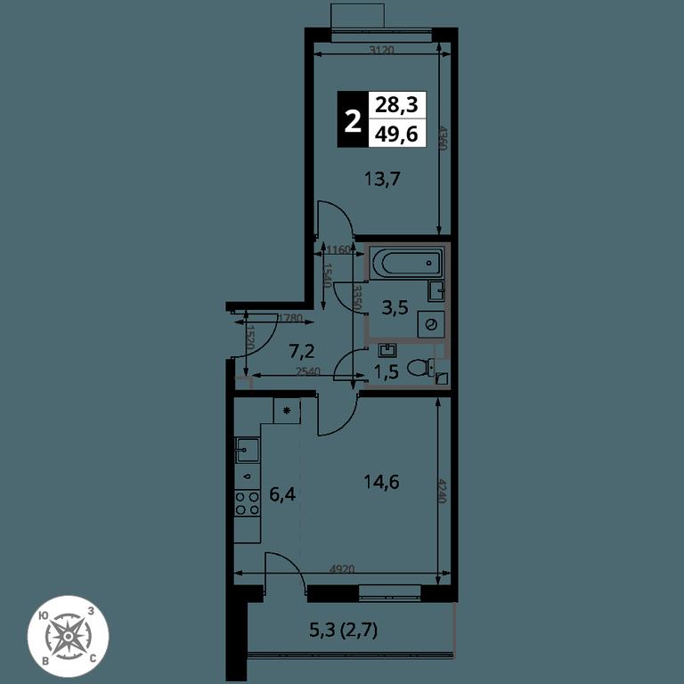 2-BD Apartment Sale, 49.6 sq. m. at Pervy Sheremetevskij, Komsomolskaya Street, 16, Khimki, Moscow Region, Russia #2 2-BD Apartment Sale, 49.6 sq. m. at Pervy Sheremetevskij, Komsomolskaya Street, 16, Khimki, Moscow Region, Russia #2