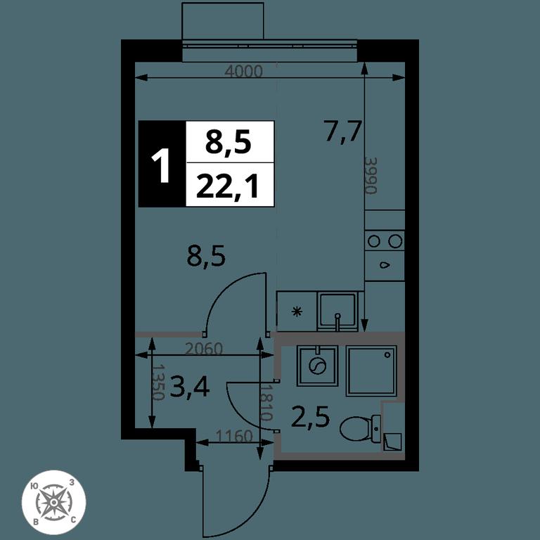Apartment Sale, 22.1平方米 at Pervy Sheremetevskij, Komsomolskaya Street, 16, Khimki, Moscow Region, Russia #2