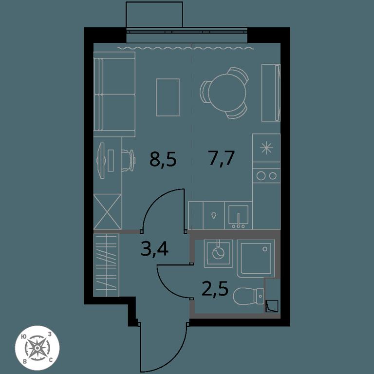 Apartment Sale, 22.1平方米 at Pervy Sheremetevskij, Komsomolskaya Street, 16, Khimki, Moscow Region, Russia #1