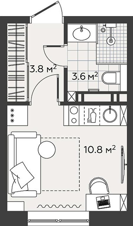 Apartment Sale, 18.1 sq. m. at Eko Bunino, prospekt Kuprina, 34к1, Sosenskoye Settlement, Moscow, Russia #1