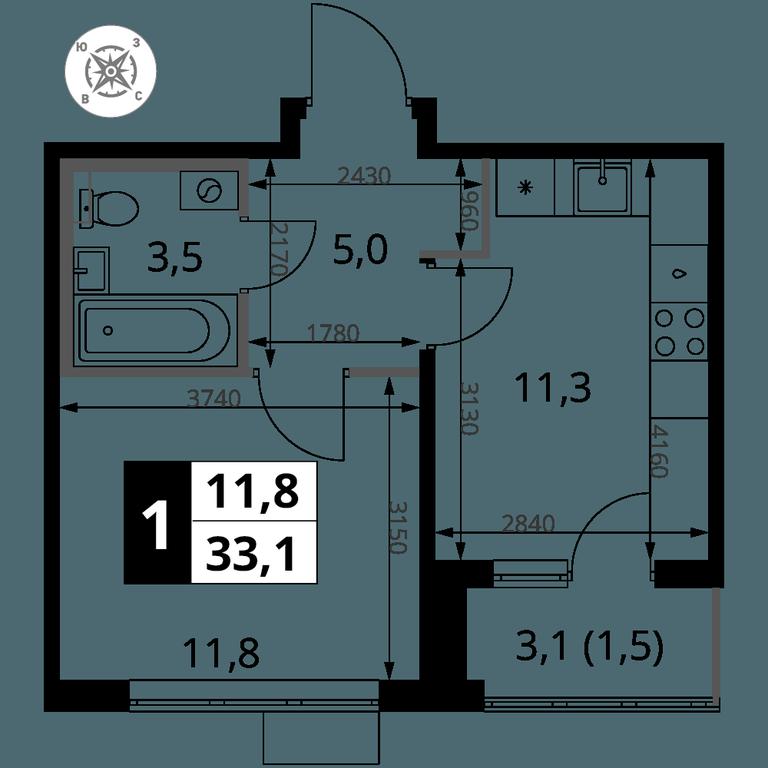 1-BD Apartment Sale, 33.1 sq. m. at Pervy Sheremetevskij, Komsomolskaya Street, 16, Khimki, Moscow Region, Russia #2 1-BD Apartment Sale, 33.1 sq. m. at Pervy Sheremetevskij, Komsomolskaya Street, 16, Khimki, Moscow Region, Russia #2
