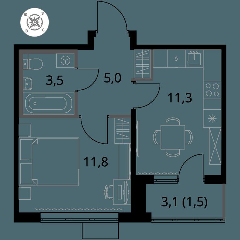 1-BD Apartment Sale, 33.1 sq. m. at Pervy Sheremetevskij, Komsomolskaya Street, 16, Khimki, Moscow Region, Russia #1 1-BD Apartment Sale, 33.1 sq. m. at Pervy Sheremetevskij, Komsomolskaya Street, 16, Khimki, Moscow Region, Russia #1