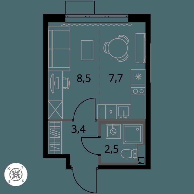 Apartment Sale, 22.1 sq. m. at Pervy Sheremetevskij, Komsomolskaya Street, 16, Khimki, Moscow Region, Russia #1