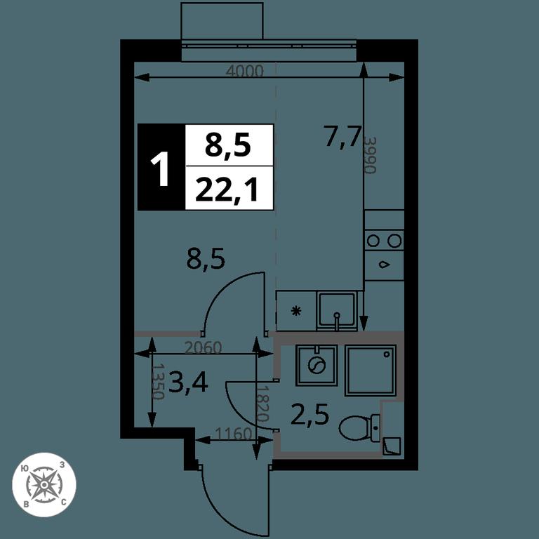 Apartment Sale, 22.1 sq. m. at Pervy Sheremetevskij, Komsomolskaya Street, 16, Khimki, Moscow Region, Russia #2