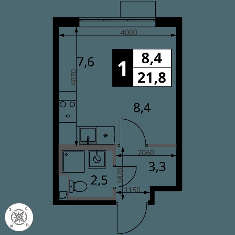 Apartment Sale, 21.8 sq. m. at Pervy Sheremetevskij, Komsomolskaya Street, 16, Khimki, Moscow Region, Russia #2