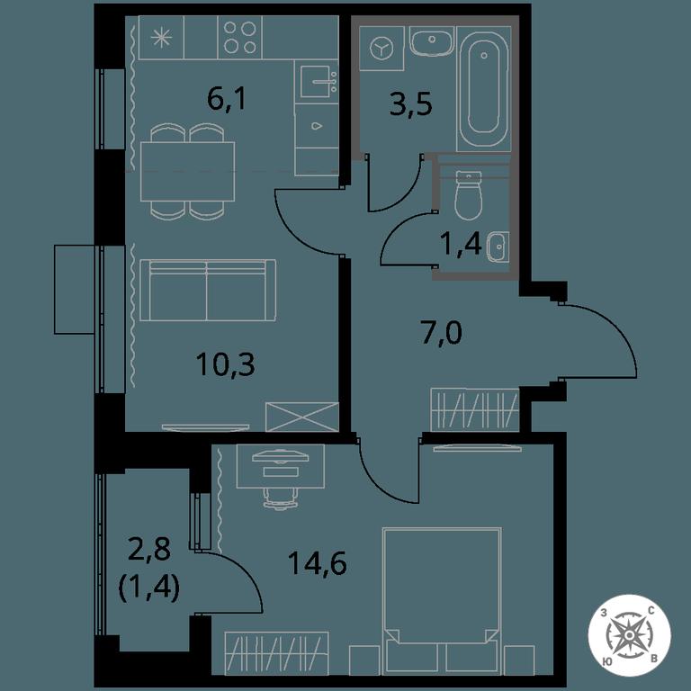 2-BD Apartment Sale, 44.3 sq. m. at Pervy Sheremetevskij, Komsomolskaya Street, 16, Khimki, Moscow Region, Russia #1 2-BD Apartment Sale, 44.3 sq. m. at Pervy Sheremetevskij, Komsomolskaya Street, 16, Khimki, Moscow Region, Russia #1