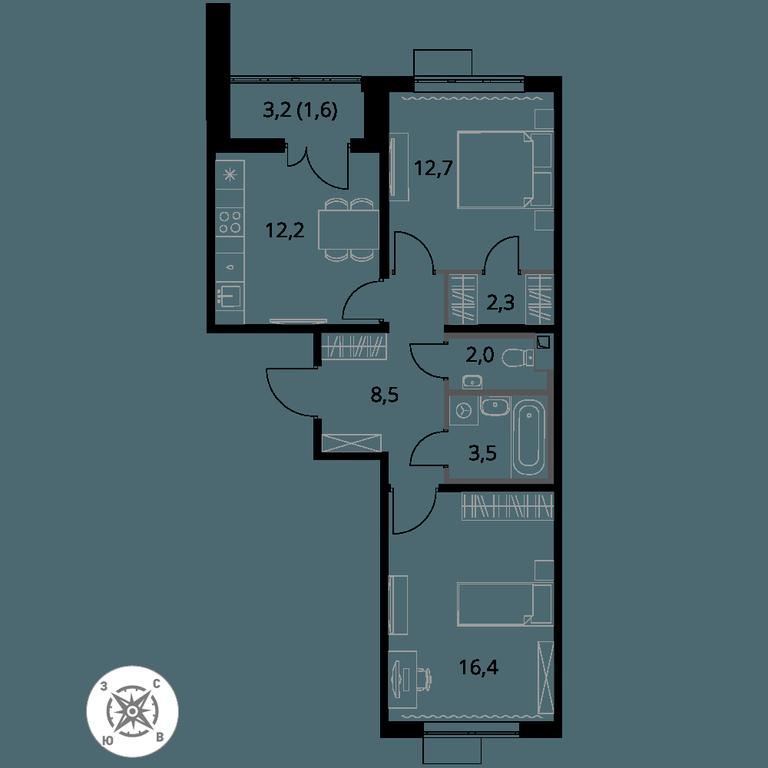 2-BD Apartment Sale, 59.2 sq. m. at Pervy Sheremetevskij, Komsomolskaya Street, 16, Khimki, Moscow Region, Russia #1 2-BD Apartment Sale, 59.2 sq. m. at Pervy Sheremetevskij, Komsomolskaya Street, 16, Khimki, Moscow Region, Russia #1
