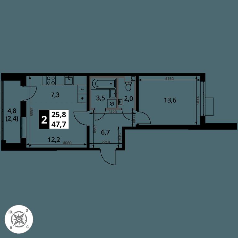 2-BD Apartment Sale, 47.7 sq. m. at Pervy Sheremetevskij, Komsomolskaya Street, 16, Khimki, Moscow Region, Russia #2 2-BD Apartment Sale, 47.7 sq. m. at Pervy Sheremetevskij, Komsomolskaya Street, 16, Khimki, Moscow Region, Russia #2