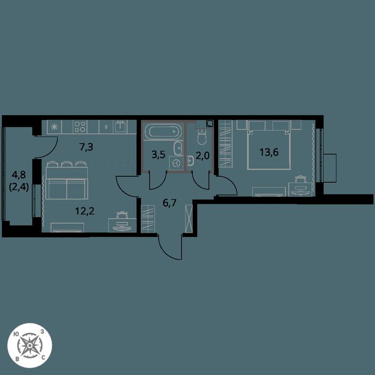 2-BD Apartment Sale, 47.7 sq. m. at Pervy Sheremetevskij, Komsomolskaya Street, 16, Khimki, Moscow Region, Russia #1 2-BD Apartment Sale, 47.7 sq. m. at Pervy Sheremetevskij, Komsomolskaya Street, 16, Khimki, Moscow Region, Russia #1