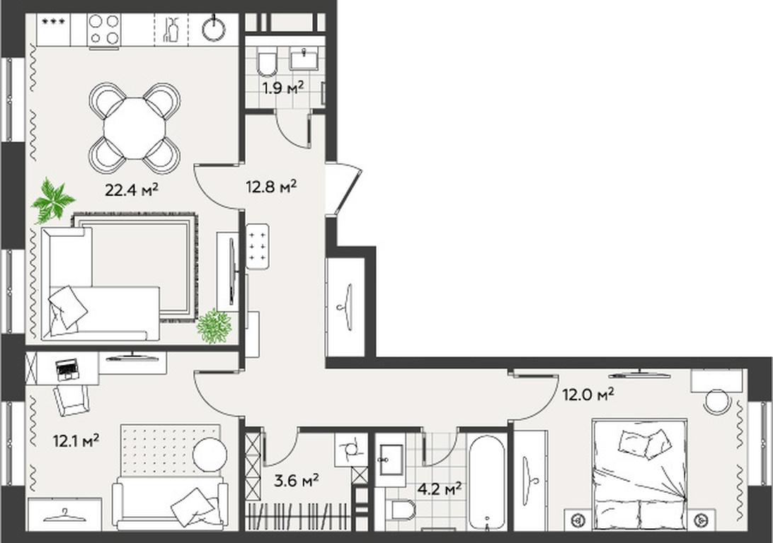 2-BD Apartment Sale, 68.4 sq. m. at Eko Bunino, prospekt Kuprina, 34к1, Sosenskoye Settlement, Moscow, Russia #1 2-BD Apartment Sale, 68.4 sq. m. at Eko Bunino, prospekt Kuprina, 34к1, Sosenskoye Settlement, Moscow, Russia #1
