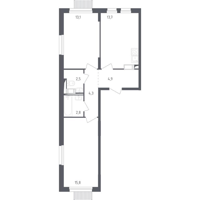 1-BD Apartment Sale, 55.7平方米 at Mytishchi Park, Silikatnaya ulitsa, 41к3, Mytischi, Moscow Region, Russia #1 1-BD Apartment Sale, 55.7平方米 at Mytishchi Park, Silikatnaya ulitsa, 41к3, Mytischi, Moscow Region, Russia #1