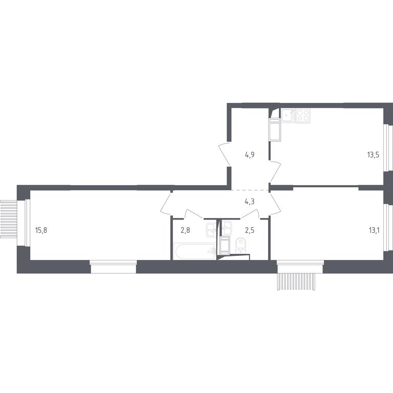 1-BD Apartment Sale, 55.8 sq. m. at Mytishchi Park, Silikatnaya ulitsa, 41к3, Mytischi, Moscow Region, Russia #2