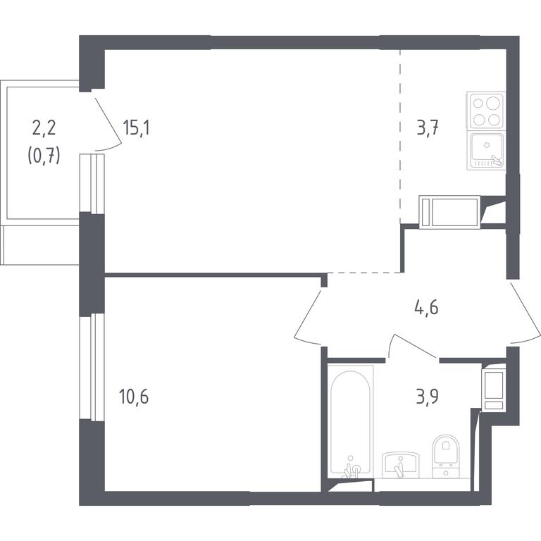 Продажа 1-комн. квартиры, 38,6 м² в ЖК «Мытищи Парк», Силикатная улица, 41к3, Мытищи, Московская область, Россия #1