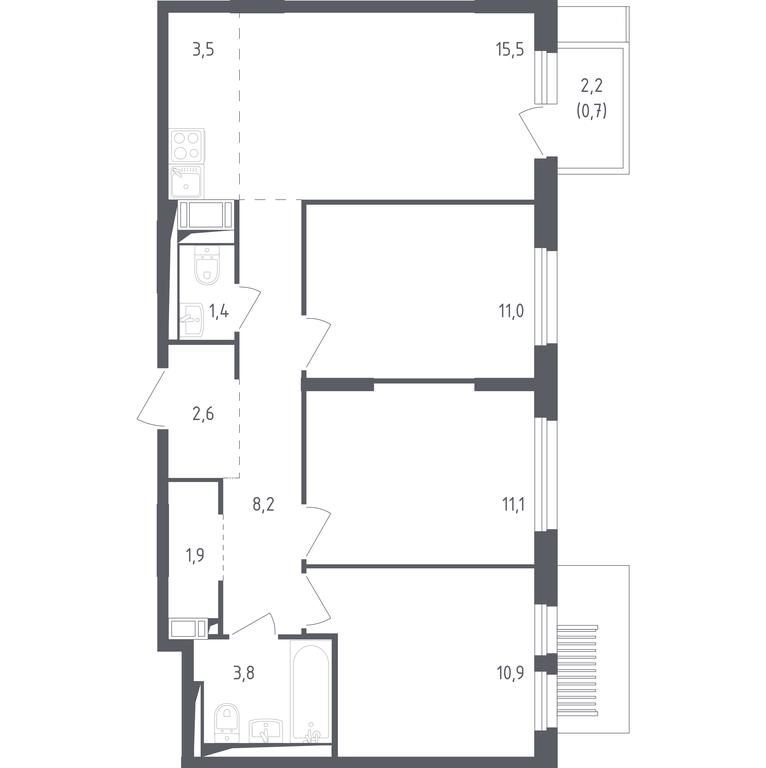 2-BD Apartment Sale, 69.9 sq. m. at Mytishchi Park, Silikatnaya ulitsa, 41к3, Mytischi, Moscow Region, Russia #1 2-BD Apartment Sale, 69.9 sq. m. at Mytishchi Park, Silikatnaya ulitsa, 41к3, Mytischi, Moscow Region, Russia #1
