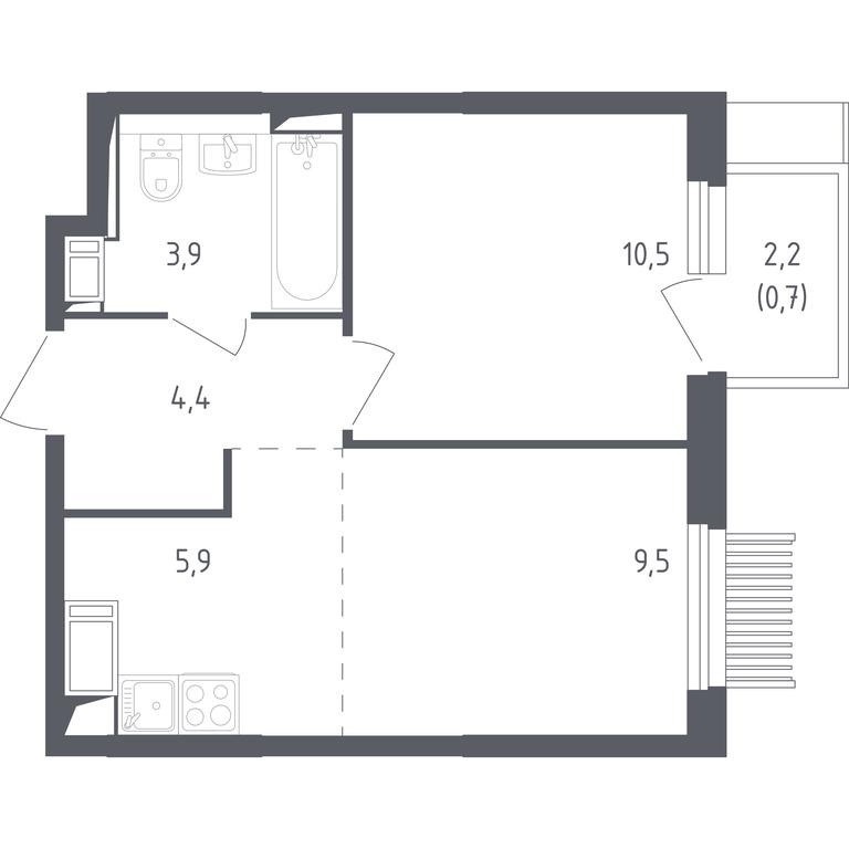 Apartment Sale, 35.3平方米 at Mytishchi Park, Silikatnaya ulitsa, 41к3, Mytischi, Moscow Region, Russia #1