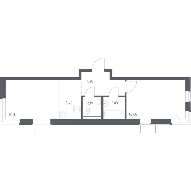 Apartment Sale, 43.95 sq. m. at Kvartal Zapadnyj, kvartal № 76, Marushkinskoye Settlement, Moscow, Russia #1