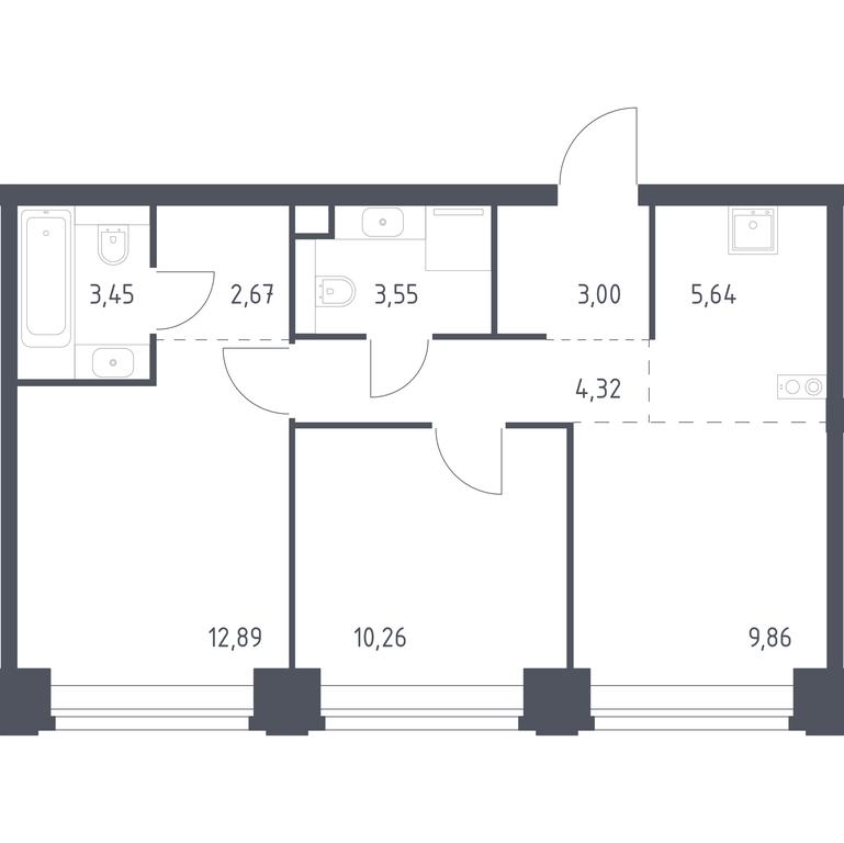 1-BD Apartment Sale, 55.64平方米 at Nova, Bratyev Fonchenko Street, вл21, Moscow, Russia #1 1-BD Apartment Sale, 55.64平方米 at Nova, Bratyev Fonchenko Street, вл21, Moscow, Russia #1