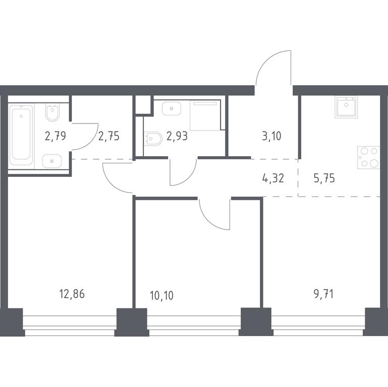 1-BD Apartment Sale, 54.31 sq. m. at Nova, Bratyev Fonchenko Street, вл21, Moscow, Russia #1 1-BD Apartment Sale, 54.31 sq. m. at Nova, Bratyev Fonchenko Street, вл21, Moscow, Russia #1