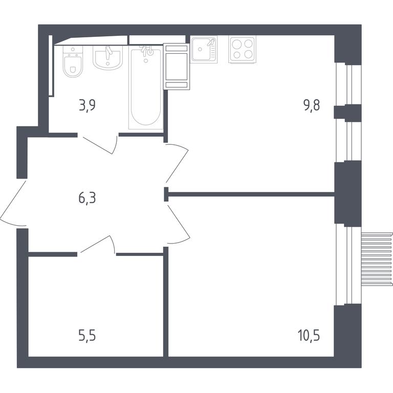 Apartment Sale, 35.9平方米 at Mytishchi Park, Silikatnaya ulitsa, 41к3, Mytischi, Moscow Region, Russia #1