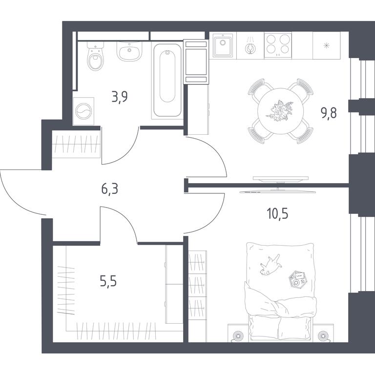 Apartment Sale, 35.9平方米 at Mytishchi Park, Silikatnaya ulitsa, 41к3, Mytischi, Moscow Region, Russia #2