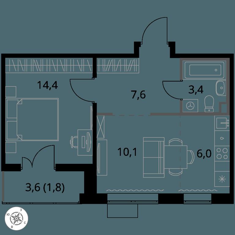 2-BD Apartment Sale, 43.3 sq. m. at 1-y Salarevskiy, Kiyevskoye Highway, Moskovskiy Settlement, Moscow, Russia #1
