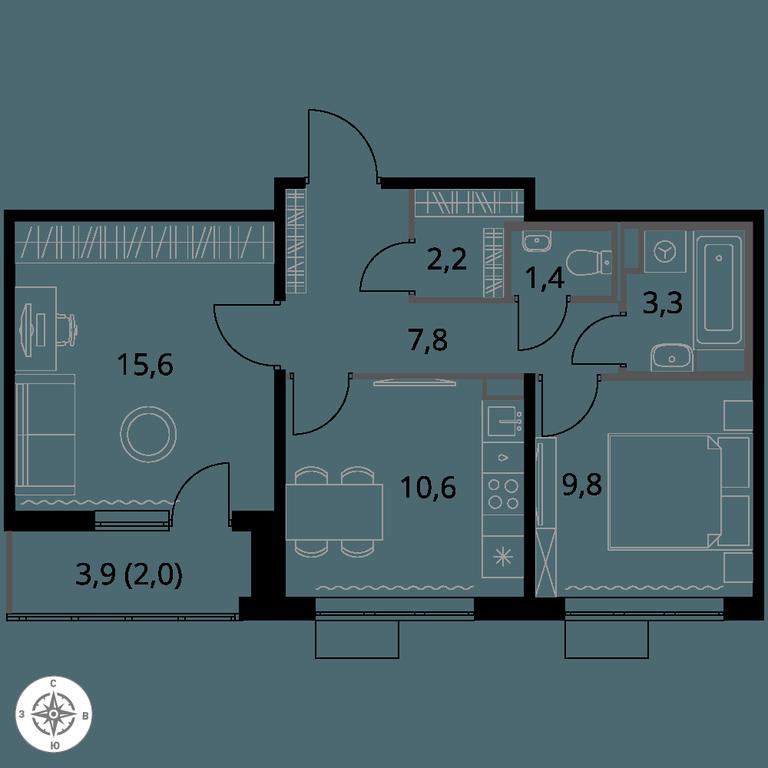 2-BD Apartment Sale, 52.7 sq. m. at 1-y Salarevskiy, Kiyevskoye Highway, Moskovskiy Settlement, Moscow, Russia #1