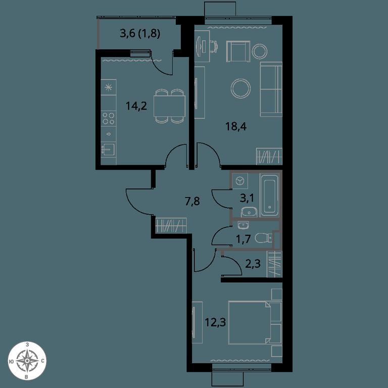 2-BD Apartment Sale, 61.6 sq. m. at 1-y Salarevskiy, Kiyevskoye Highway, Moskovskiy Settlement, Moscow, Russia #1 2-BD Apartment Sale, 61.6 sq. m. at 1-y Salarevskiy, Kiyevskoye Highway, Moskovskiy Settlement, Moscow, Russia #1