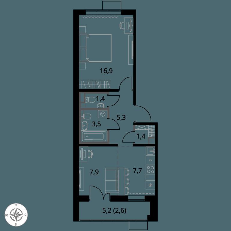 2-BD Apartment Sale, 46.7 sq. m. at 1-y Salarevskiy, Kiyevskoye Highway, Moskovskiy Settlement, Moscow, Russia #1