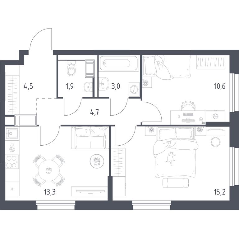 1-BD Apartment Sale, 52.5 sq. m. at Mytishchi Park, Silikatnaya ulitsa, 41к3, Mytischi, Moscow Region, Russia #2 1-BD Apartment Sale, 52.5 sq. m. at Mytishchi Park, Silikatnaya ulitsa, 41к3, Mytischi, Moscow Region, Russia #2