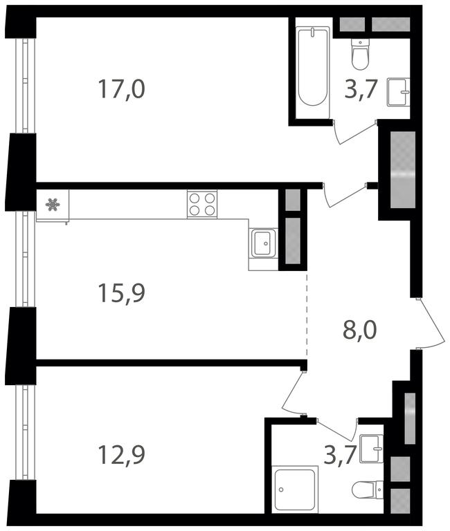 2-BD Apartment Sale, 61.2 sq. m. at Semenovskij Park 2, 1st Kirpichny Lane, 17А, Moscow, Russia #1 2-BD Apartment Sale, 61.2 sq. m. at Semenovskij Park 2, 1st Kirpichny Lane, 17А, Moscow, Russia #1