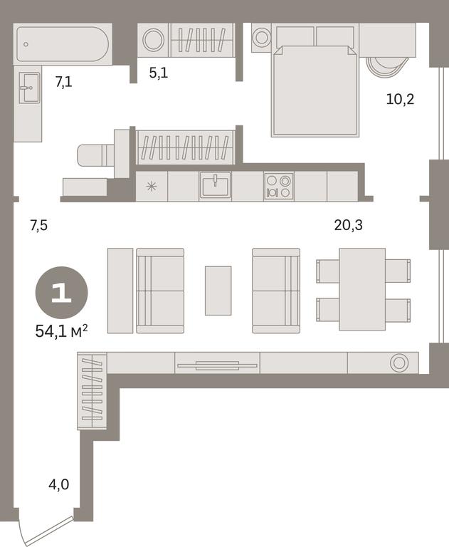1-BD Apartment Sale, 53.9 sq. m. at Kvartal «MONS», Ogorodny Drive, Moscow, Russia #1 1-BD Apartment Sale, 53.9 sq. m. at Kvartal «MONS», Ogorodny Drive, Moscow, Russia #1