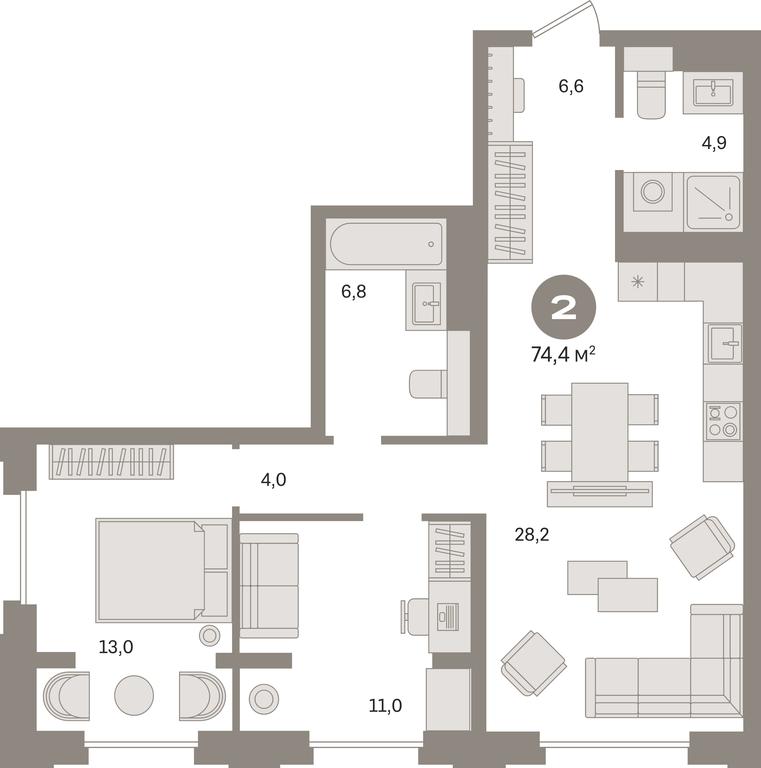 2-BD Apartment Sale, 74.3平方米 at Kvartal «MONS», Ogorodny Drive, Moscow, Russia #1 2-BD Apartment Sale, 74.3平方米 at Kvartal «MONS», Ogorodny Drive, Moscow, Russia #1