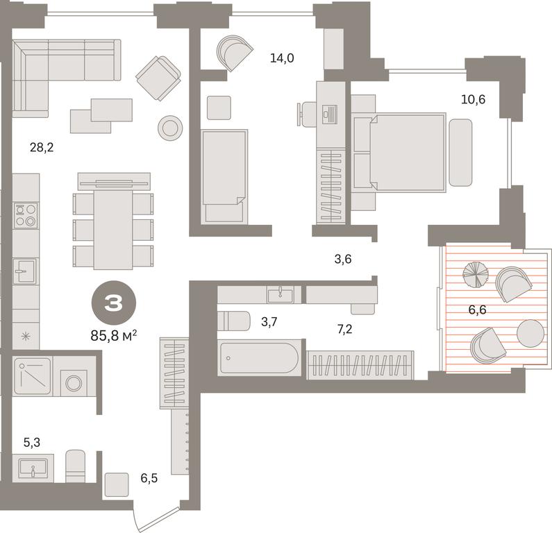 2-BD Apartment Sale, 86.7平方米 at Kvartal «MONS», Ogorodny Drive, Moscow, Russia #1 2-BD Apartment Sale, 86.7平方米 at Kvartal «MONS», Ogorodny Drive, Moscow, Russia #1