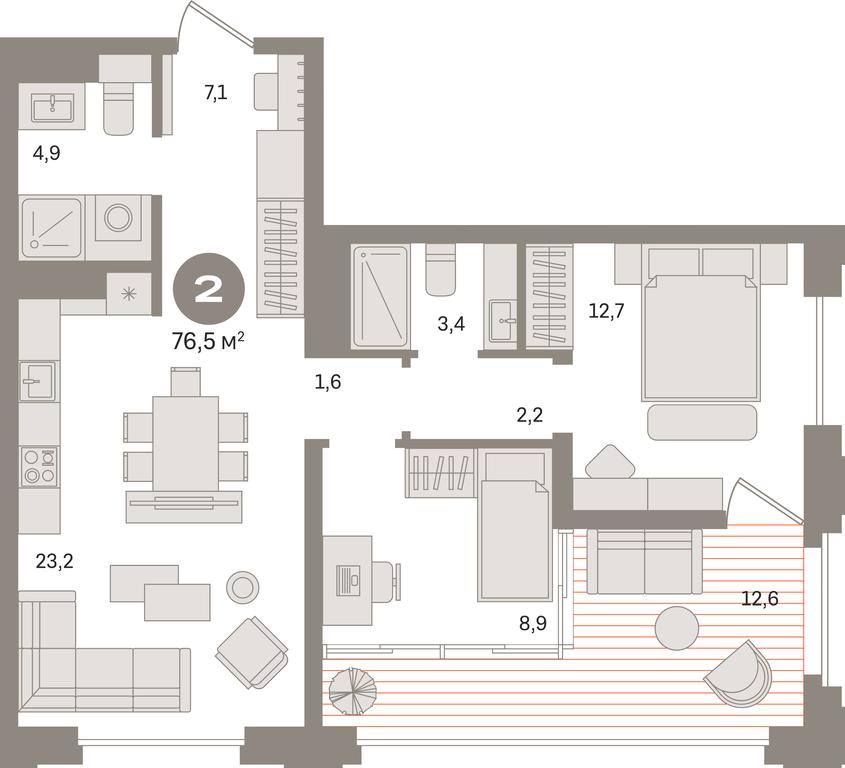 2-BD Apartment Sale, 74.4 sq. m. at Kvartal «MONS», Ogorodny Drive, Moscow, Russia #1 2-BD Apartment Sale, 74.4 sq. m. at Kvartal «MONS», Ogorodny Drive, Moscow, Russia #1