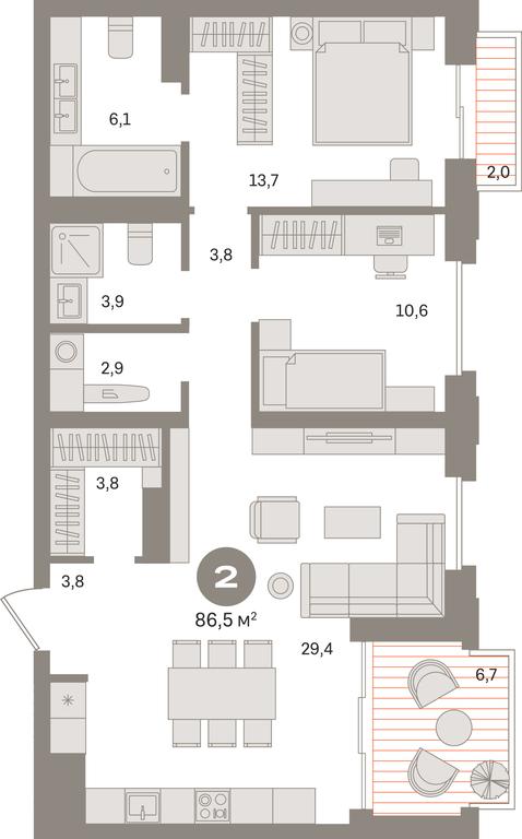 2-BD Apartment Sale, 86.7 sq. m. at Kvartal «MONS», Ogorodny Drive, Moscow, Russia #1 2-BD Apartment Sale, 86.7 sq. m. at Kvartal «MONS», Ogorodny Drive, Moscow, Russia #1