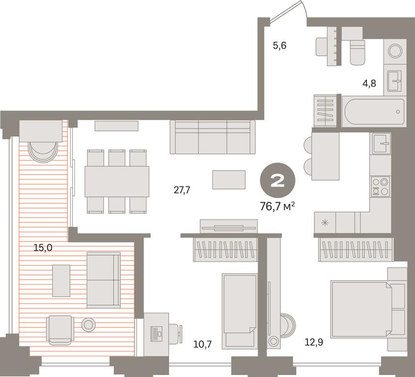 2-BD Apartment Sale, 75.3平方米 at Kvartal «MONS», Ogorodny Drive, Moscow, Russia #1 2-BD Apartment Sale, 75.3平方米 at Kvartal «MONS», Ogorodny Drive, Moscow, Russia #1