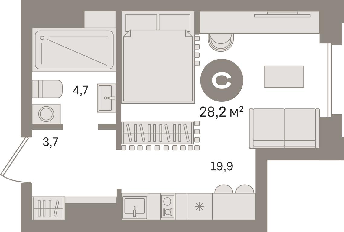 Apartment Sale, 28平方米 at Kvartal «MONS», Ogorodny Drive, Moscow, Russia #1
