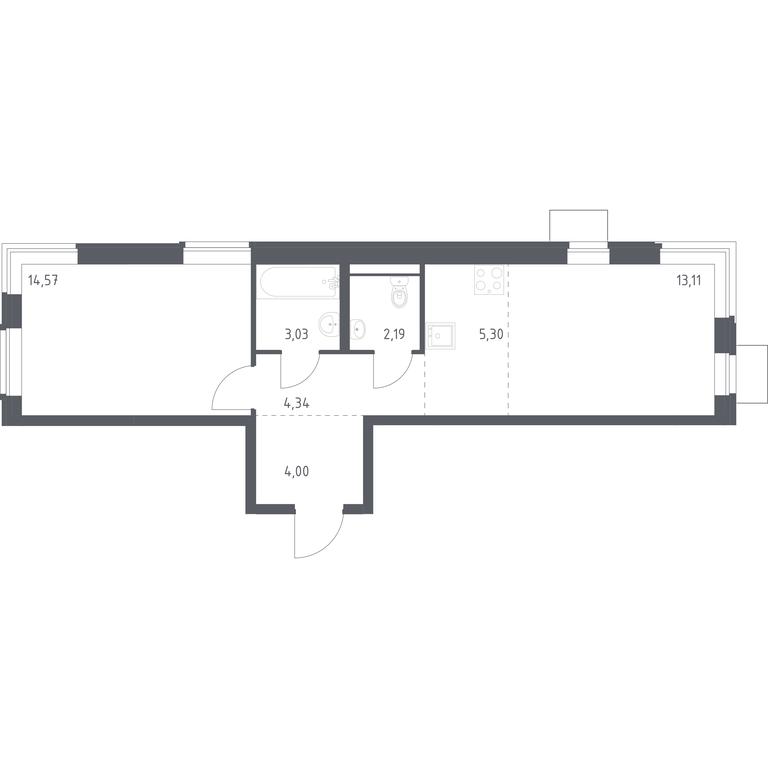 Apartment Sale, 46.54 sq. m. at Kvartal Zapadnyj, kvartal № 76, Marushkinskoye Settlement, Moscow, Russia #1