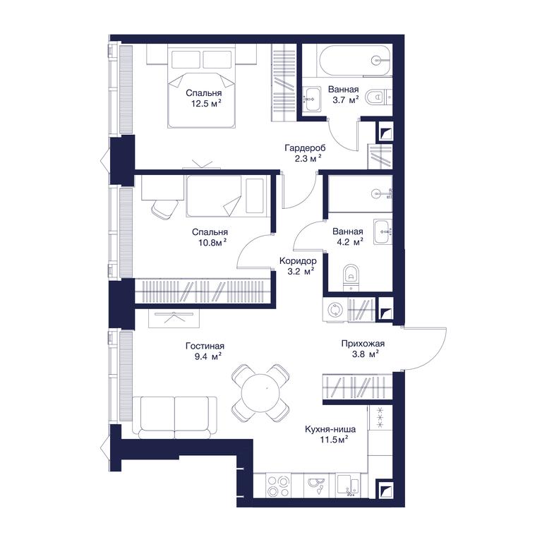 2-BD Apartment Sale, 61.05 sq. m. at Jois, 3rd Silikatny Drive, 10, Moscow, Russia #1