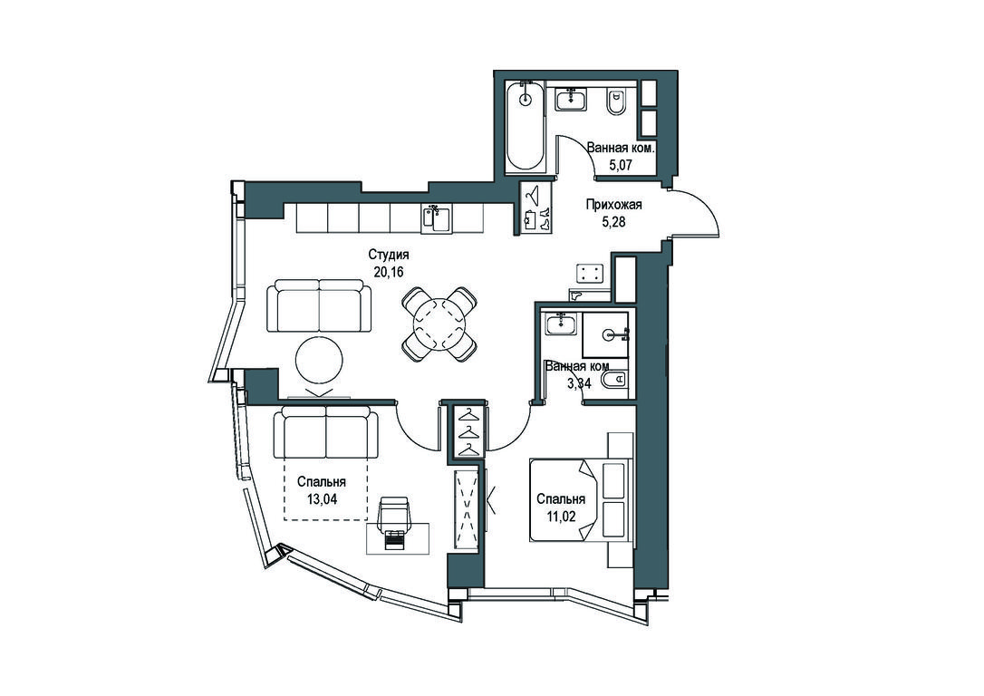 2-BD Apartment Sale, 57.97 sq. m. at Famous, Bagrationovsky Drive, 5к2, Moscow, Russia #2 2-BD Apartment Sale, 57.97 sq. m. at Famous, Bagrationovsky Drive, 5к2, Moscow, Russia #2