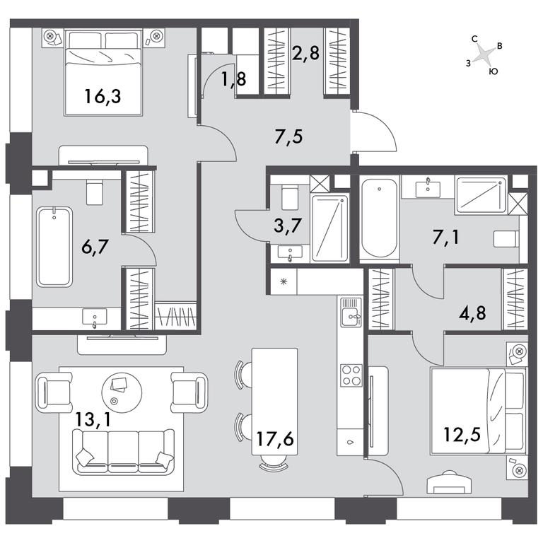 3-BD Apartment Sale, 97.4平方米 at Sydney Prime, Shenogina Street, Moscow, Russia #1 3-BD Apartment Sale, 97.4平方米 at Sydney Prime, Shenogina Street, Moscow, Russia #1