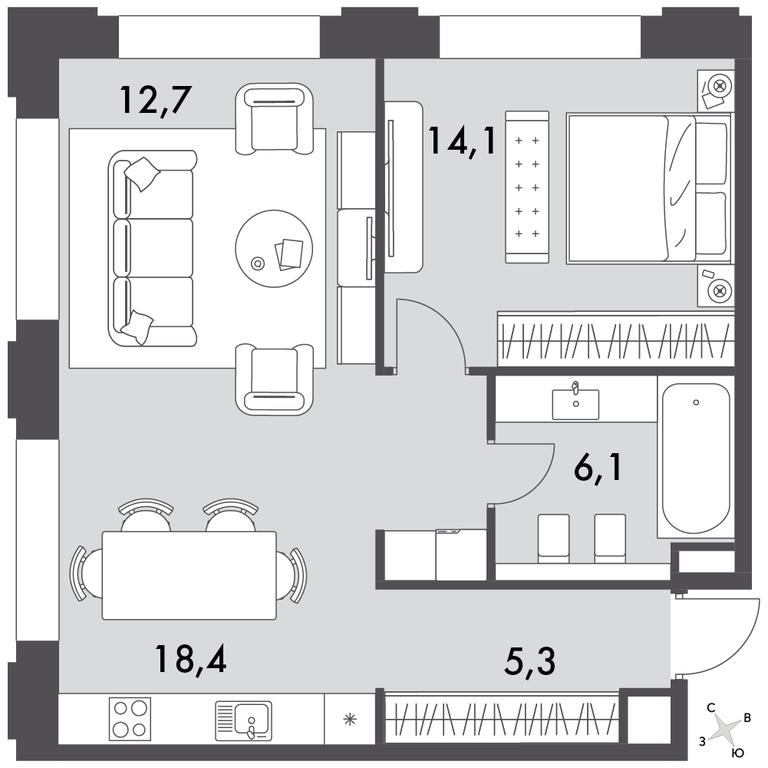 2-BD Apartment Sale, 58.6平方米 at Sydney Prime, Shenogina Street, Moscow, Russia #1 2-BD Apartment Sale, 58.6平方米 at Sydney Prime, Shenogina Street, Moscow, Russia #1