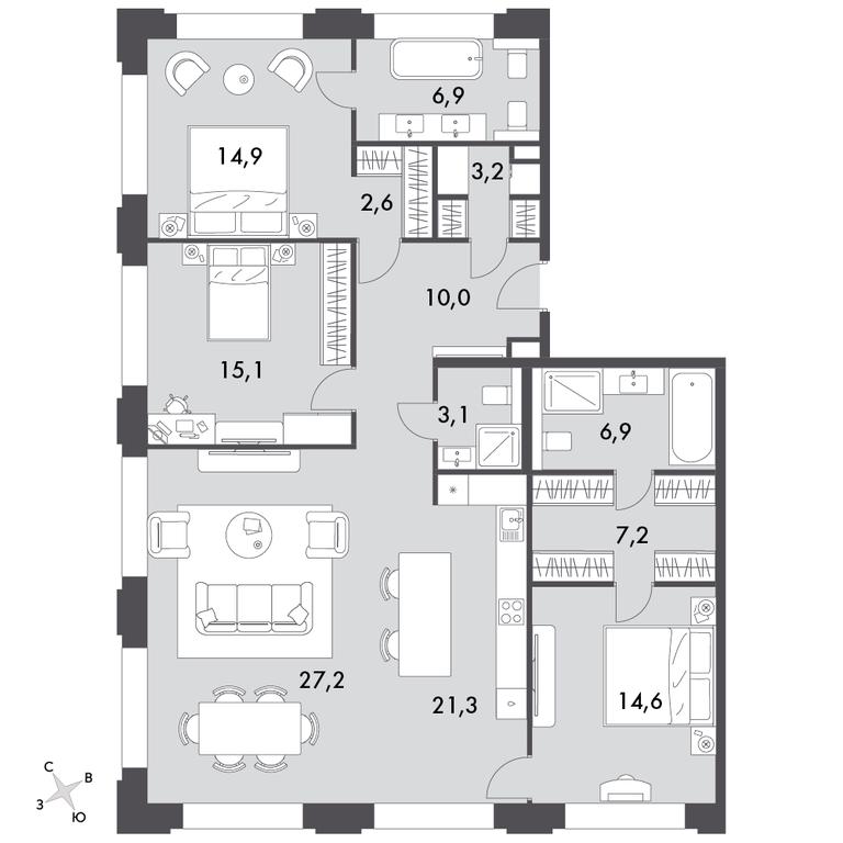 4-BD Apartment Sale, 135.8平方米 at Sydney Prime, Shenogina Street, Moscow, Russia #1 4-BD Apartment Sale, 135.8平方米 at Sydney Prime, Shenogina Street, Moscow, Russia #1