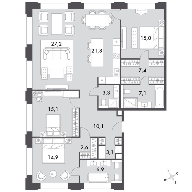 4-BD Apartment Sale, 138.2平方米 at Sydney Prime, Shenogina Street, Moscow, Russia #1 4-BD Apartment Sale, 138.2平方米 at Sydney Prime, Shenogina Street, Moscow, Russia #1